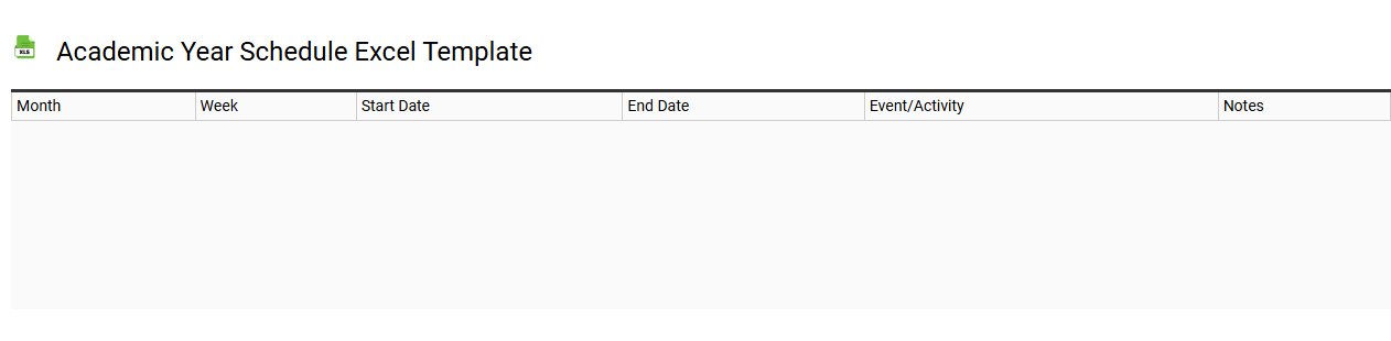 Academic year schedule Excel template