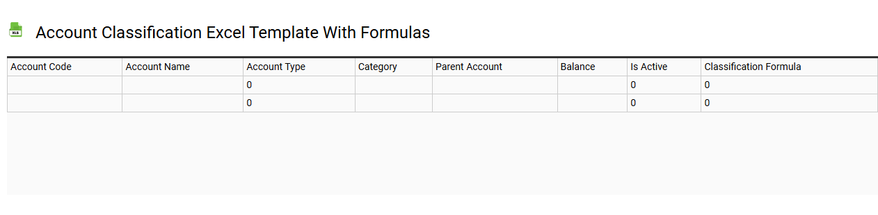 Account classification Excel template with formulas