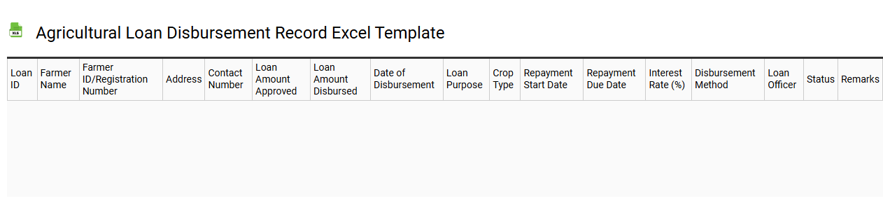 Agricultural loan disbursement record Excel template