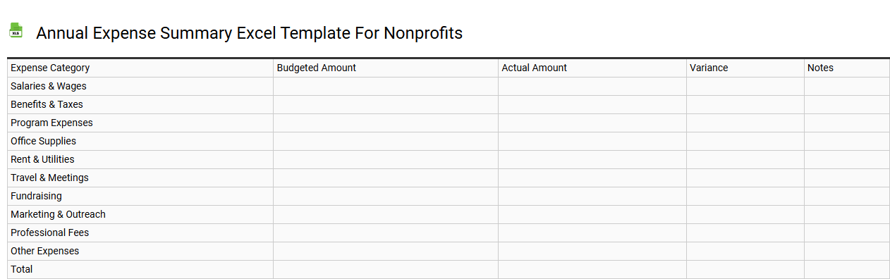 Annual expense summary Excel template for nonprofits