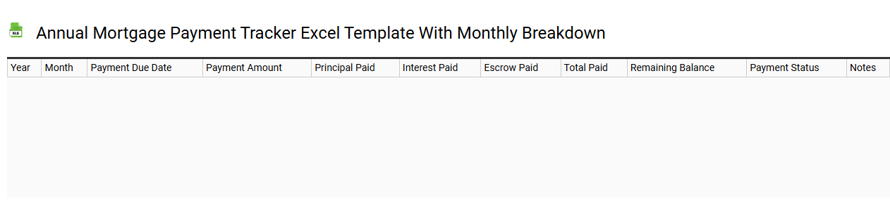 Annual mortgage payment tracker Excel template with monthly breakdown