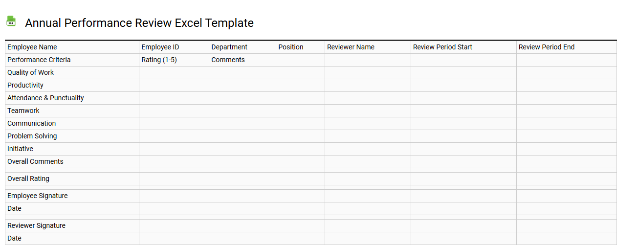 Annual performance review Excel template