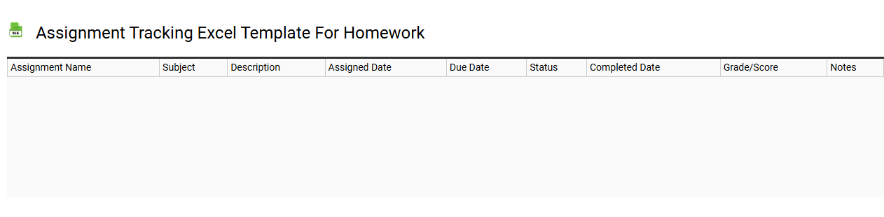Assignment tracking Excel template for homework