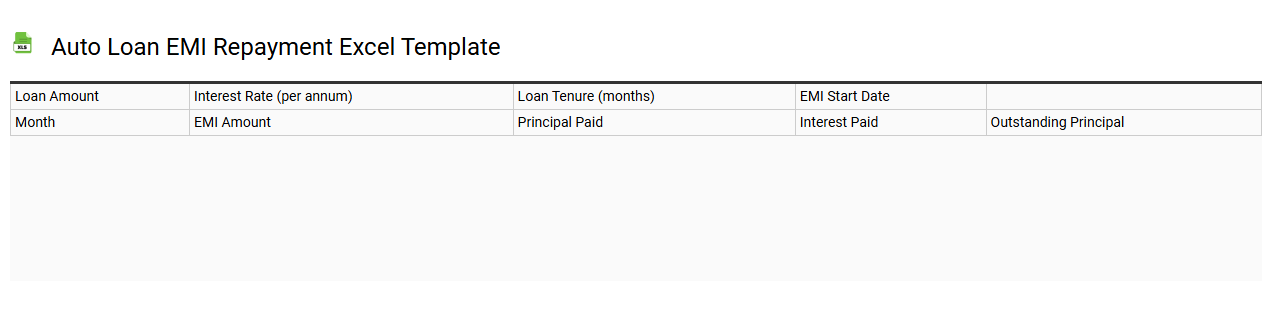 Auto loan EMI repayment Excel template