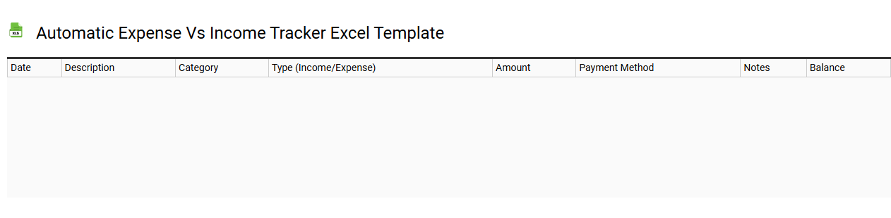Automatic expense vs income tracker Excel template