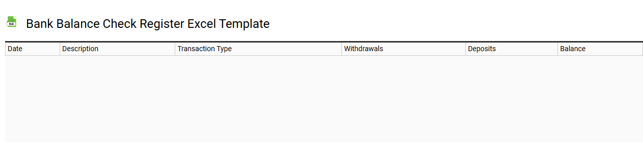 Bank balance check register Excel template