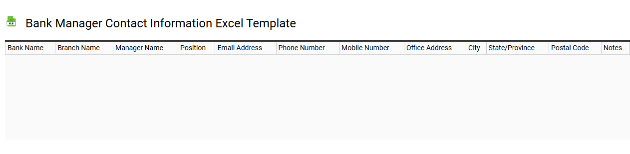 Bank manager contact information Excel template