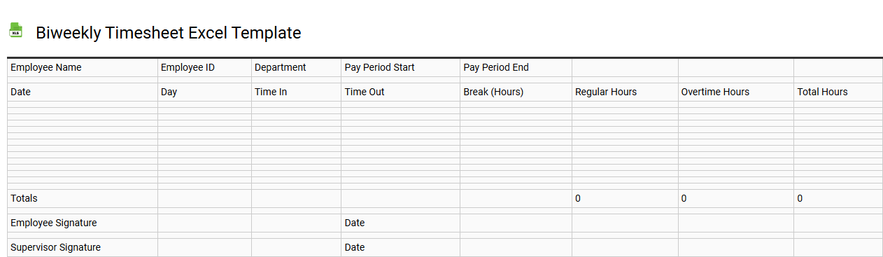 Biweekly timesheet Excel template