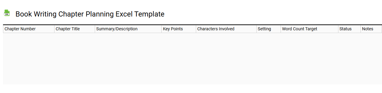 Book writing chapter planning Excel template