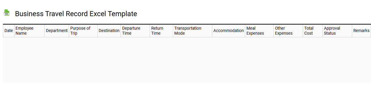 Business travel record Excel template
