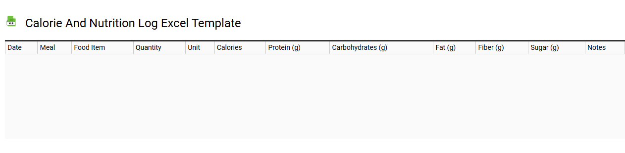 Calorie and nutrition log Excel template