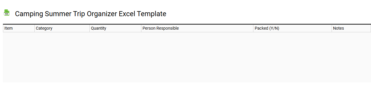 Camping summer trip organizer Excel template