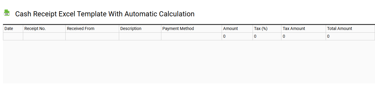 Cash receipt Excel template with automatic calculation