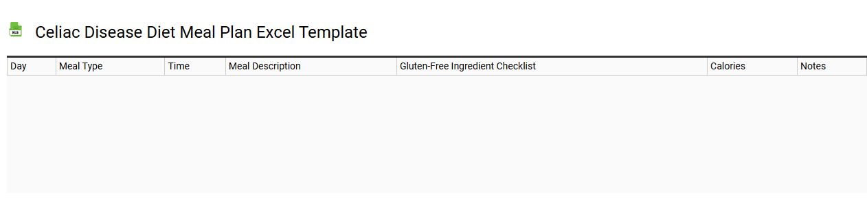 Celiac disease diet meal plan Excel template