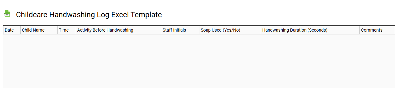 Childcare handwashing log Excel template