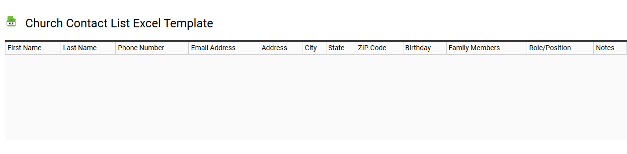 Church contact list Excel template