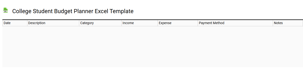 College student budget planner Excel template