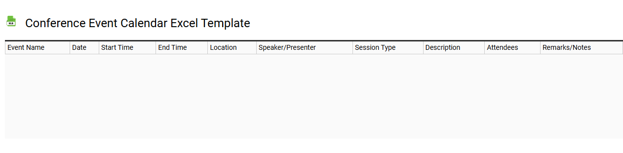 Conference event calendar Excel template
