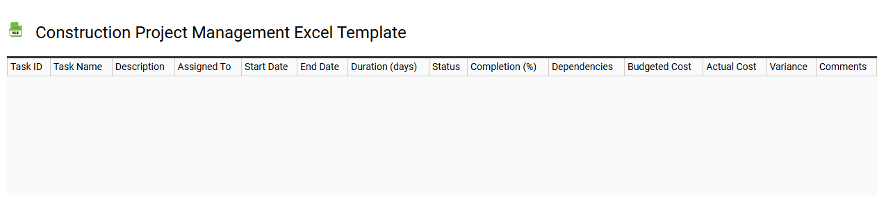 Construction project management Excel template