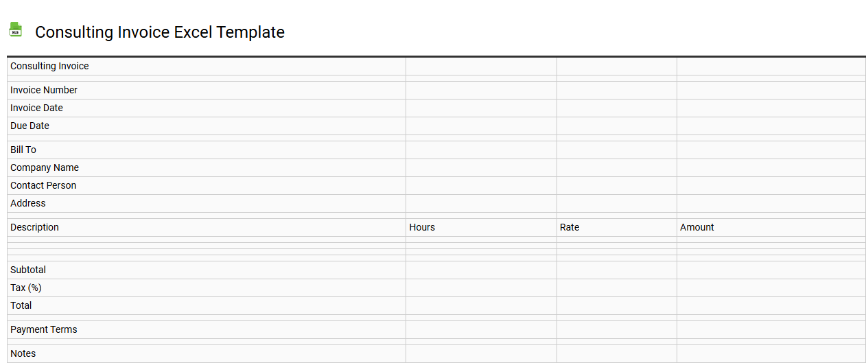 Consulting invoice Excel template