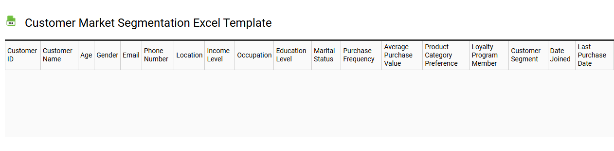 Customer market segmentation Excel template