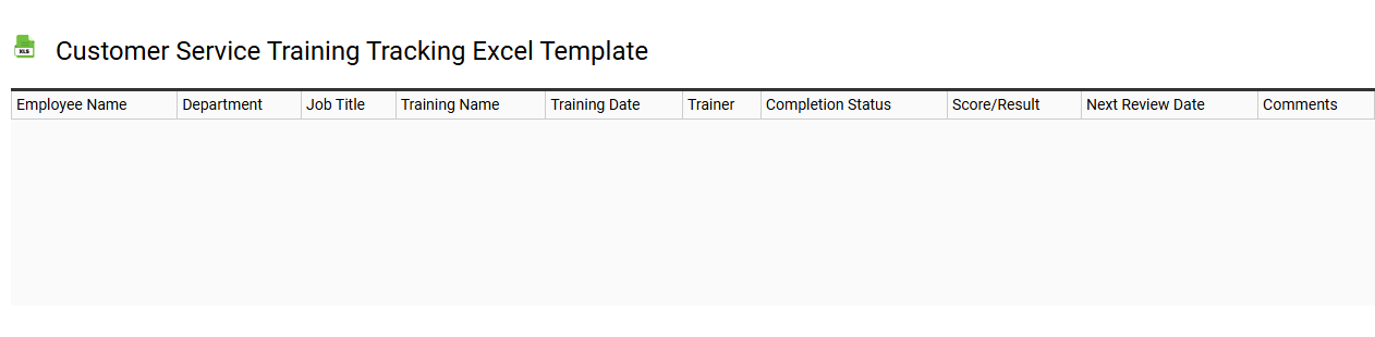 Customer service training tracking Excel template