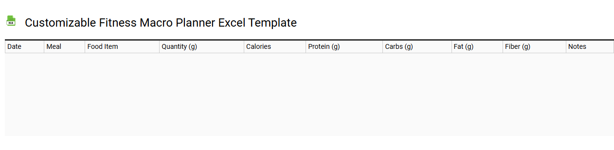 Customizable fitness macro planner Excel template