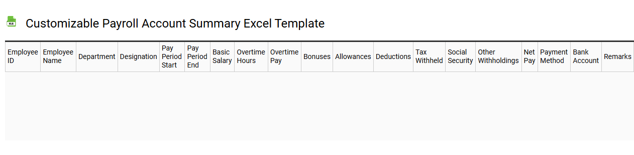 Customizable payroll account summary Excel template