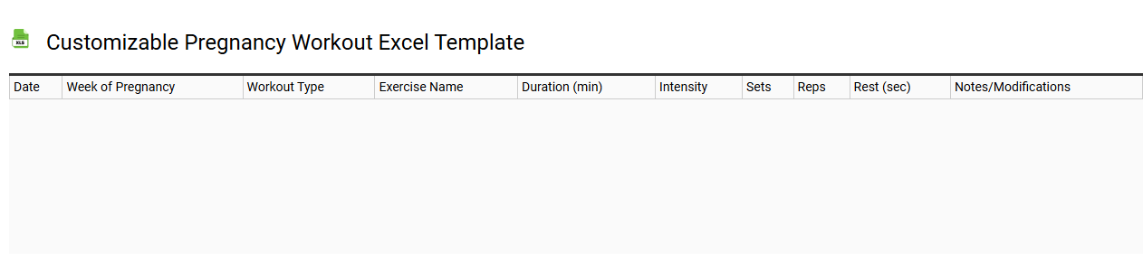 Customizable pregnancy workout Excel template