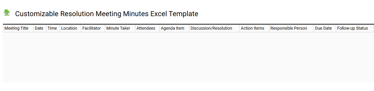 Customizable resolution meeting minutes Excel template