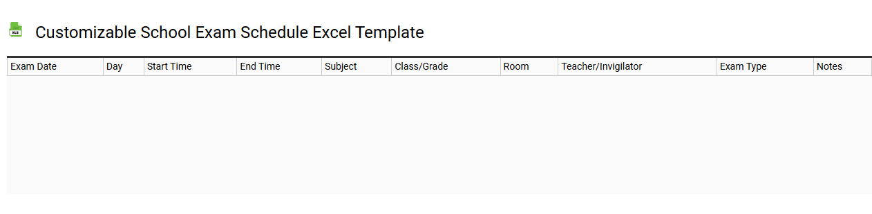 Customizable school exam schedule Excel template