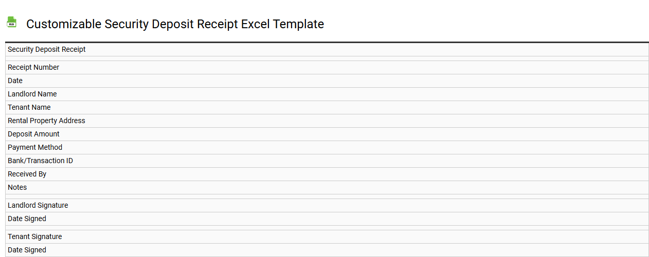 Customizable security deposit receipt Excel template