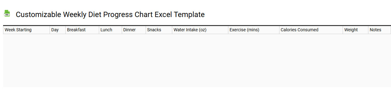 Customizable weekly diet progress chart Excel template