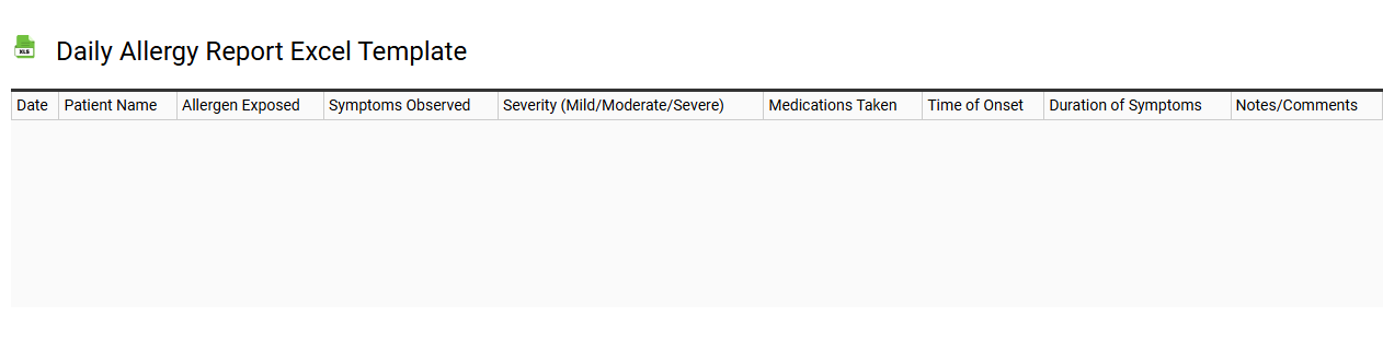 Daily allergy report Excel template