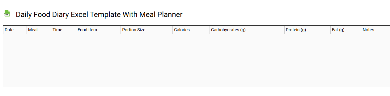 Daily food diary Excel template with meal planner