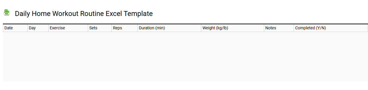 Daily home workout routine Excel template