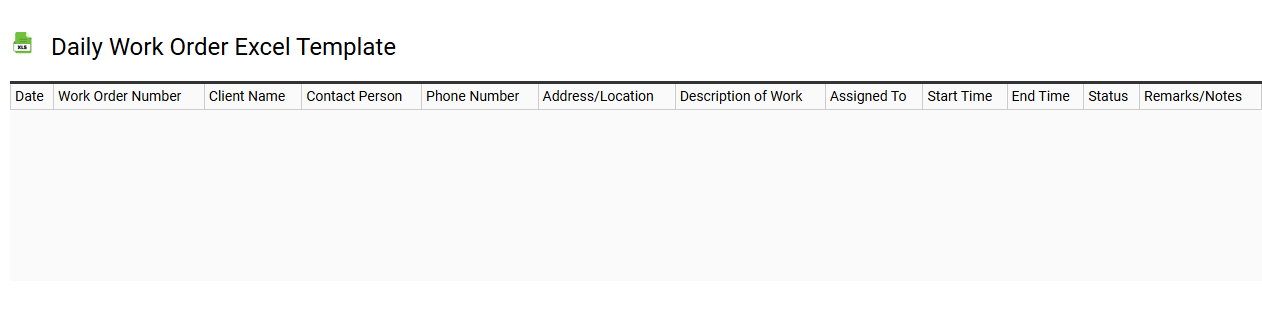 Daily work order Excel template