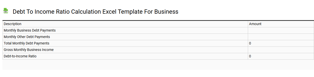 Debt to income ratio calculation Excel template for business