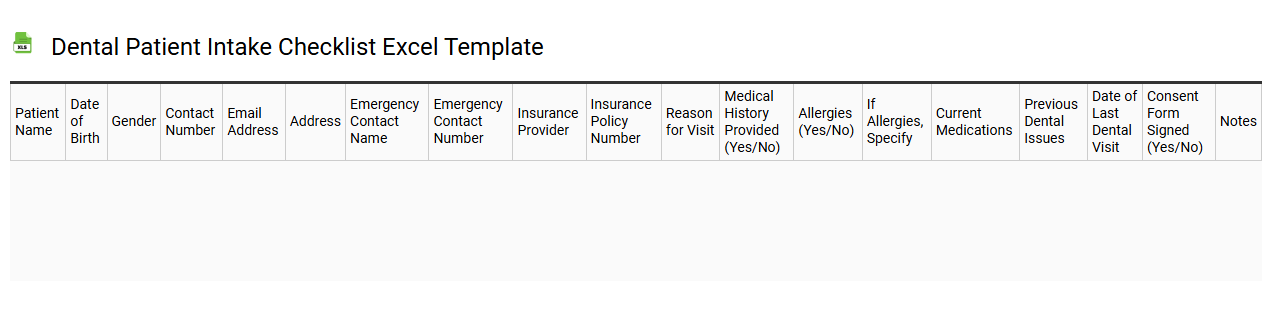 Dental patient intake checklist Excel template
