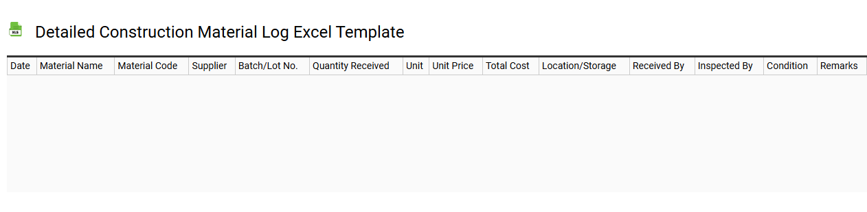 Detailed construction material log Excel template