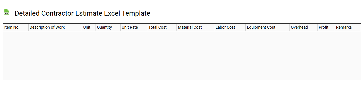 Detailed contractor estimate Excel template