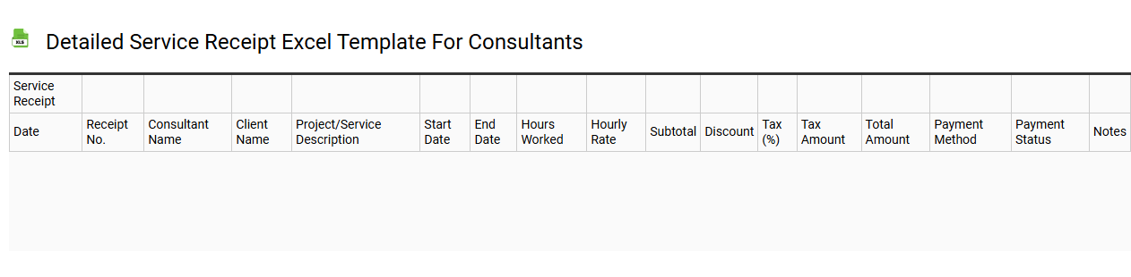 Detailed service receipt Excel template for consultants