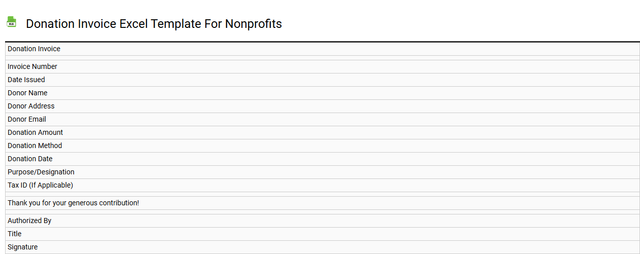Donation invoice Excel template for nonprofits