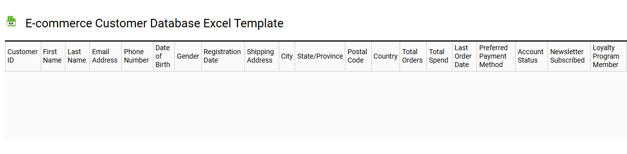 E-commerce customer database Excel template