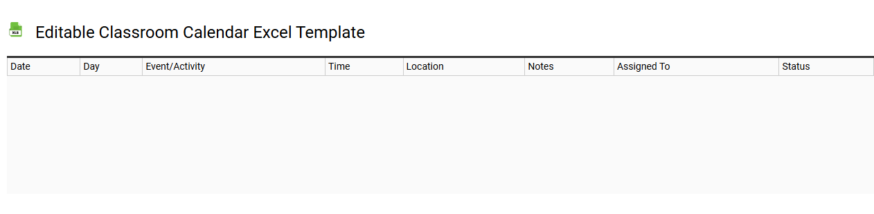 Editable classroom calendar Excel template