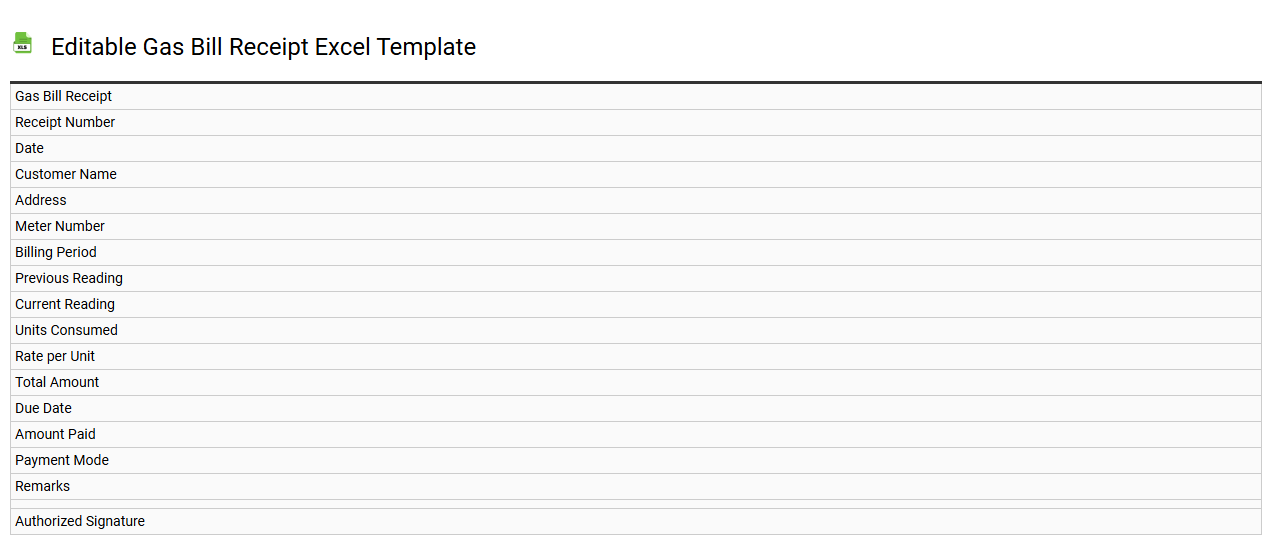 Editable gas bill receipt Excel template