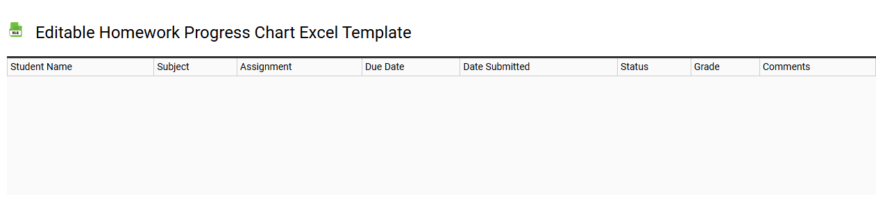Editable homework progress chart Excel template