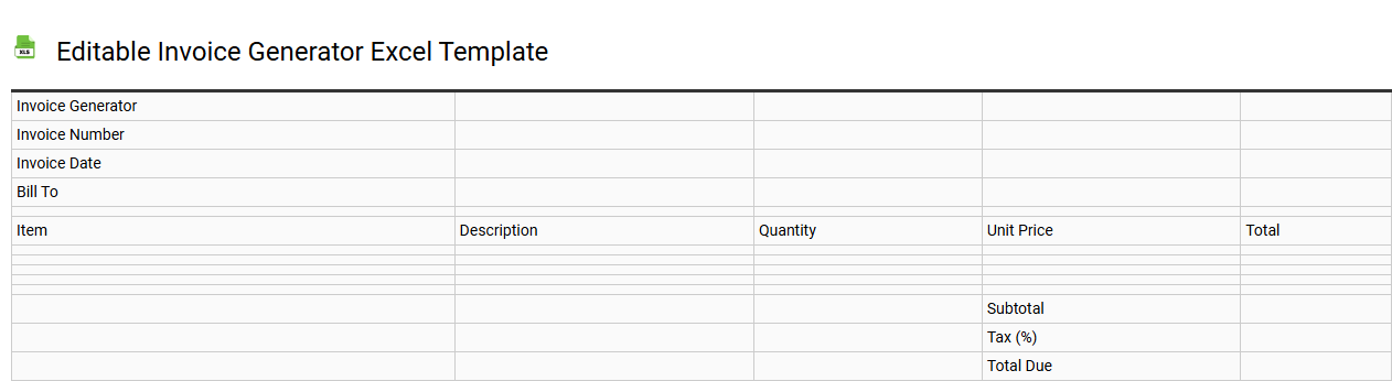 Editable invoice generator Excel template