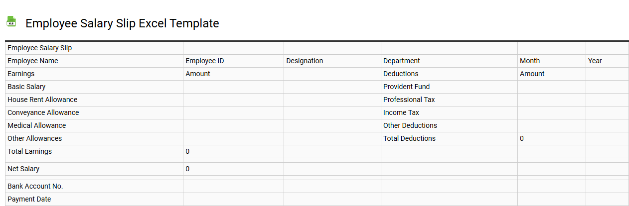 Employee salary slip Excel template