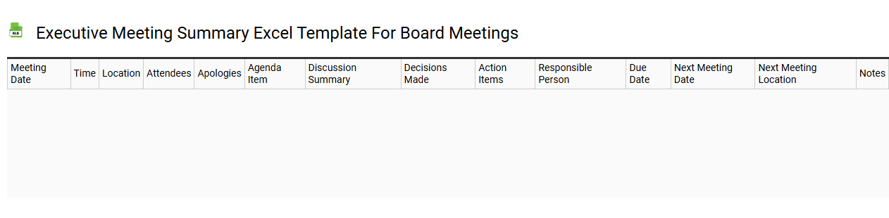 Executive meeting summary Excel template for board meetings